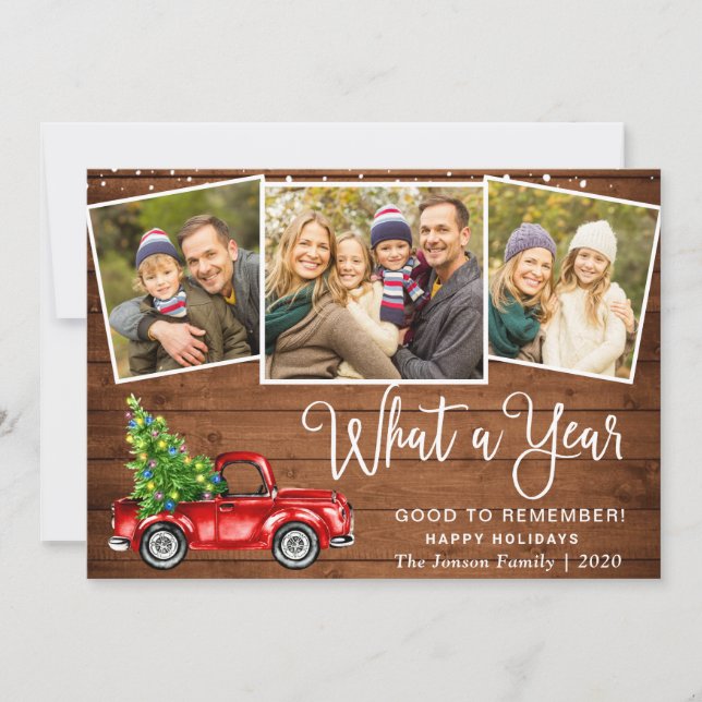 Cartes Pour Fêtes Annuelles Quelle année Noël Camion de la ferme rouge 3 Photo (Devant)