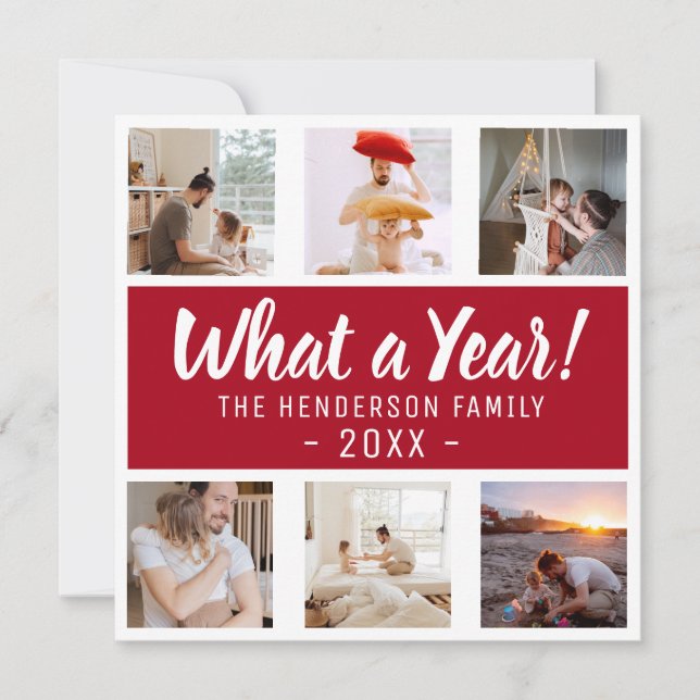 Cartes Pour Fêtes Annuelles Quelle Année ! Photo Collage Noël (Devant)