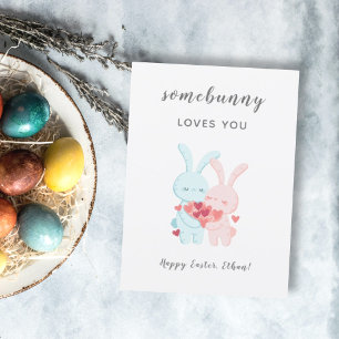 Cartes Pour Fêtes Annuelles quelqu'un t'aime couple de lapins romantiques