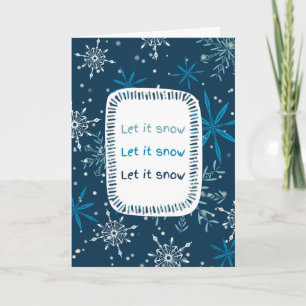 Cartes Pour Fêtes Annuelles "Qu'il neige" Flocon de neige bleu Non photo