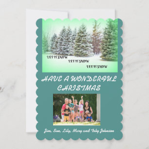 Cartes Pour Fêtes Annuelles Qu'il neige ! Qu'il neige ! Qu'il neige ! Fond ver