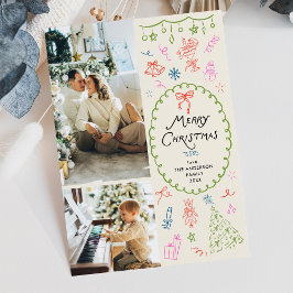 Cartes Pour Fêtes Annuelles Quirky Boho Main tiré Joyeux Noël 2 Photo