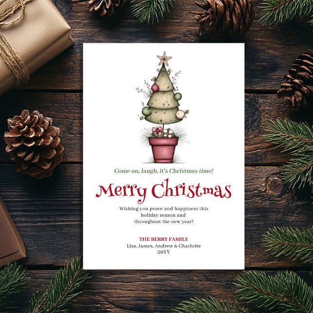 Cartes Pour Fêtes Annuelles Quirky cartoon Christmas tree greeting card (Quirky cartoon Christmas tree greeting card

)