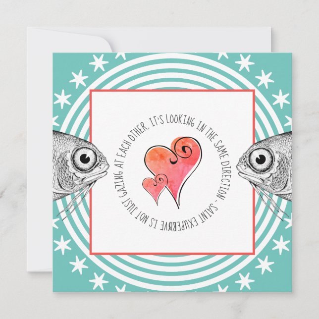 Cartes Pour Fêtes Annuelles Quote de Saint-Exupéry de Fish Valentine Aqua (Devant)