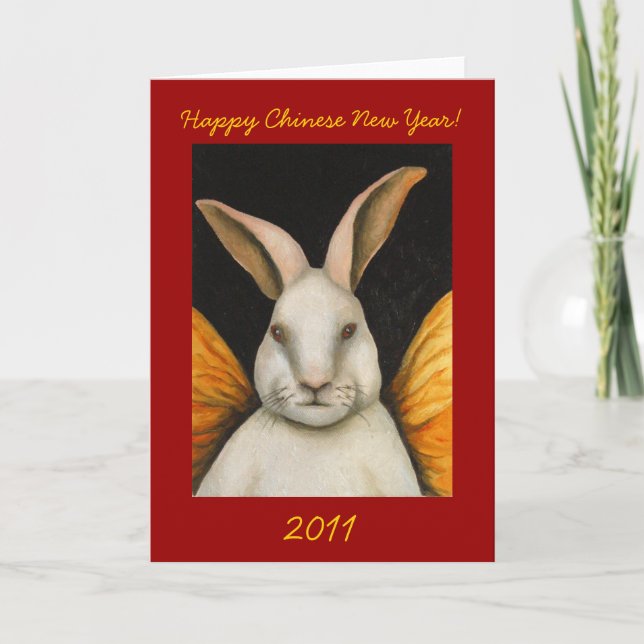 Cartes Pour Fêtes Annuelles Rabbit Fairy-Happy Chinese (Devant)