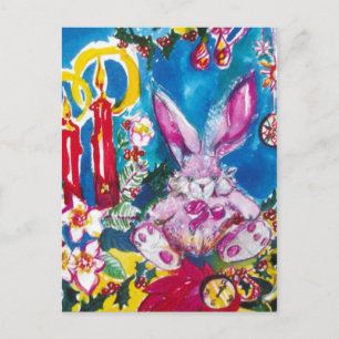 CARTES POUR FÊTES ANNUELLES RABIT ROSE, BOUGIES DE NOËL ET HOLLYBERRIES