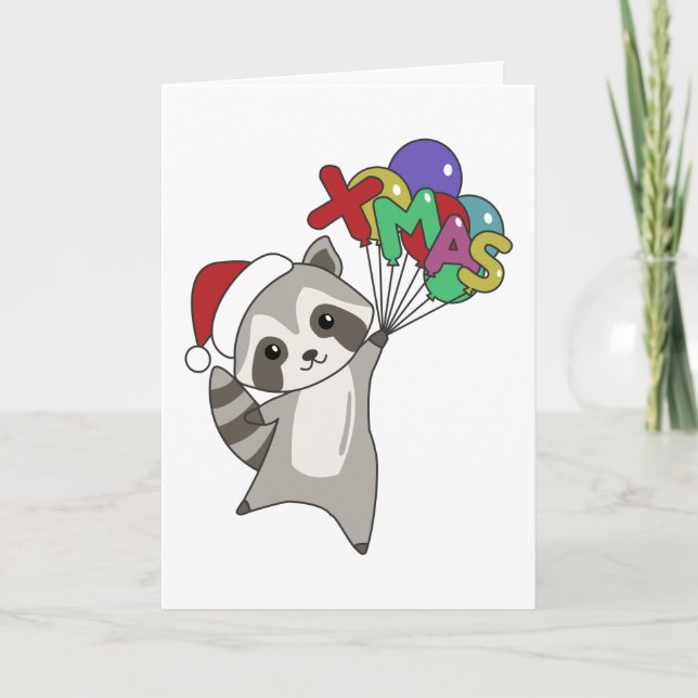 Cartes Pour Fêtes Annuelles Raccoon Christmas Snow Winter Raccoons Adult Cloth (Devant)