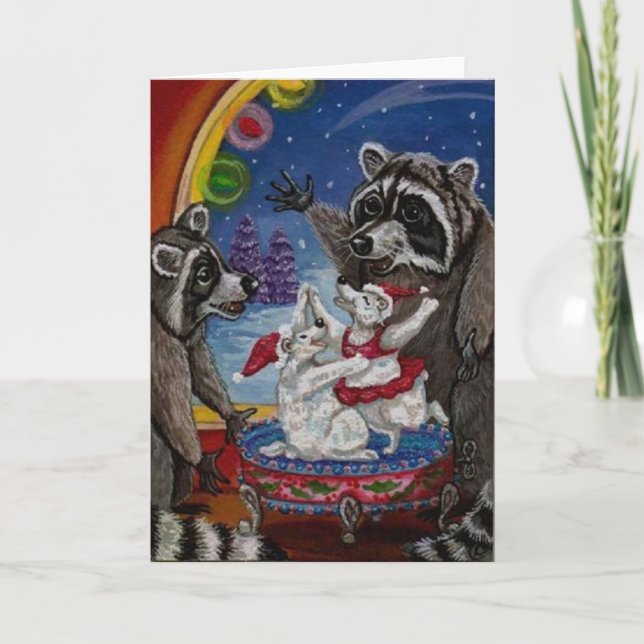 Cartes Pour Fêtes Annuelles RACCOON Dancing Bear Music Box Note Card (Devant)