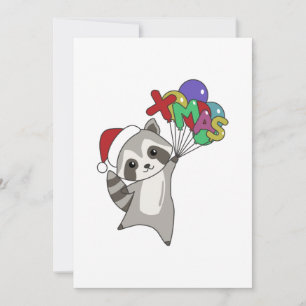 Cartes Pour Fêtes Annuelles Raccoon Noël Neige hiver Raccoons Adulte