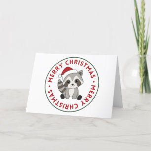 Cartes Pour Fêtes Annuelles Raccoon Noël Neige hiver Raccoons voiture de vacan