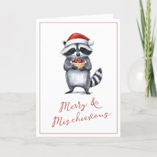 Cartes Pour Fêtes Annuelles Raccoon Noël salutations mignonne