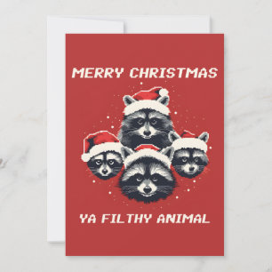 Cartes Pour Fêtes Annuelles Raccoons Joyeux Noël Ya animal sale