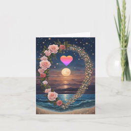 Cartes Pour Fêtes Annuelles Rainbow Heart Pleine lune Rose Wreath Valentine