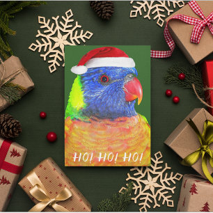 Cartes Pour Fêtes Annuelles Rainbow Lorikeet portant le Santa Hat Aussie