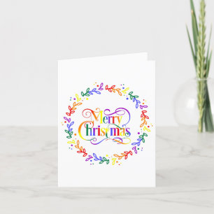 Cartes Pour Fêtes Annuelles Rainbow Merry Christmas Wreath Christmas Card