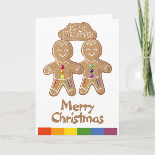 Cartes Pour Fêtes Annuelles Rainbow Pride Whimsical Christmas Gingerbread Homm