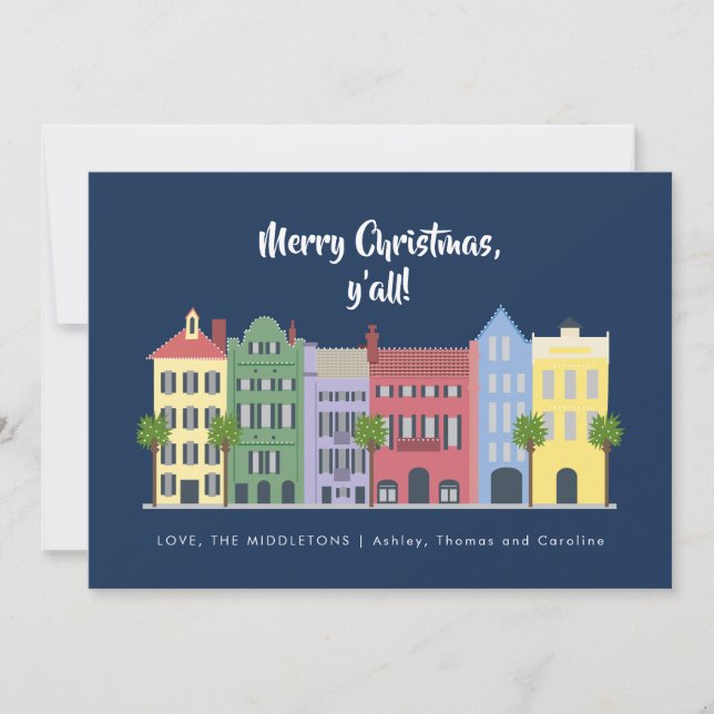 Cartes Pour Fêtes Annuelles Rainbow Row Charleston Noël (Devant)