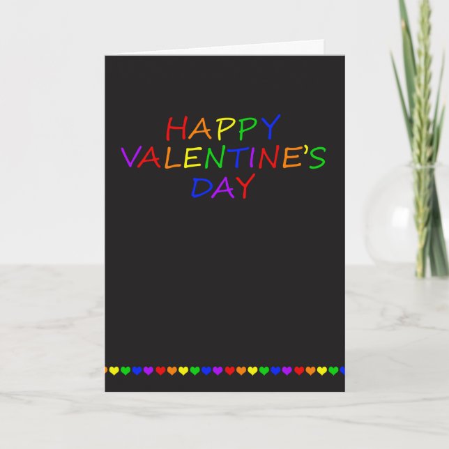 Cartes Pour Fêtes Annuelles Rainbow Typographie et Heart Gay Valentine (Devant)