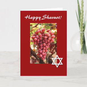 Cartes Pour Fêtes Annuelles Raisins Shavuot-Rouges heureux/étoile de David