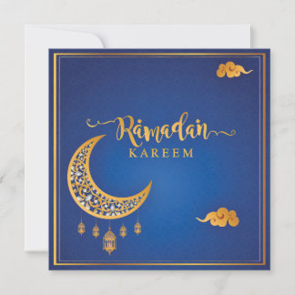 Cartes Pour Fêtes Annuelles Ramadan customisé Kareem Moubarak Bleu & Golden II
