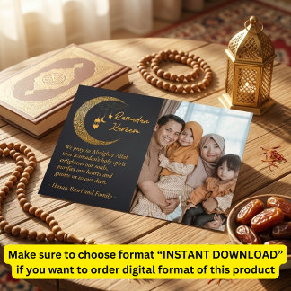 Cartes Pour Fêtes Annuelles Ramadan Kareem Lune Texte Personnalisé Photo