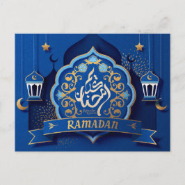 Cartes Pour Fêtes Annuelles Ramadan Moubarak Arabe Calligraphie Motif Bleu