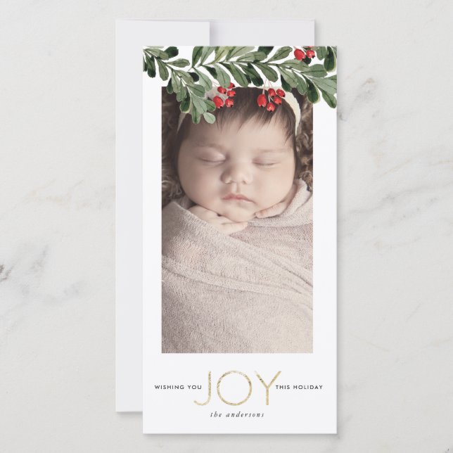 Cartes Pour Fêtes Annuelles Rameaux Joyeux de Houx (Devant)