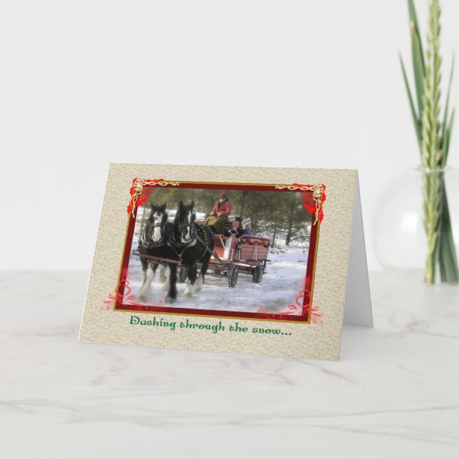 Cartes Pour Fêtes Annuelles Randonnée à bascule hivernale, Noël (Devant)