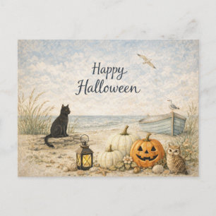 Cartes Pour Fêtes Annuelles Rangée de chat noir côtier Halloween