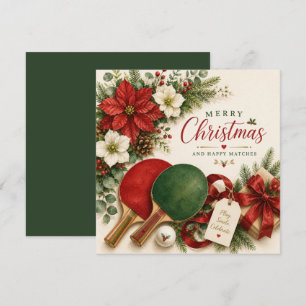 Cartes Pour Fêtes Annuelles Raquette de ping pong et balle avec thème de Noël