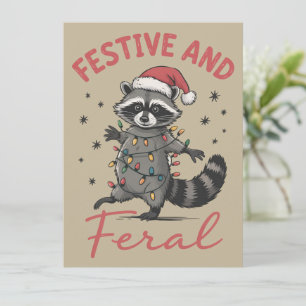 Cartes Pour Fêtes Annuelles Raton laveur drôle de Noël Féral Meme Xmas