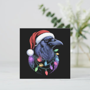 Cartes Pour Fêtes Annuelles Raven Père Noël Éclairage Arbre de Noël Xmas Drôle