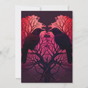 Cartes Pour Fêtes Annuelles Ravens et arbre en forme de coeur