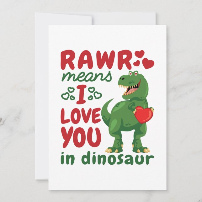 Cartes Pour Fêtes Annuelles Rawr signifie je t'aime en dinosaure (Devant)