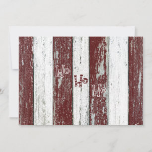 Cartes Pour Fêtes Annuelles Rayé rouge et blanc rustique Ho Ho Ho