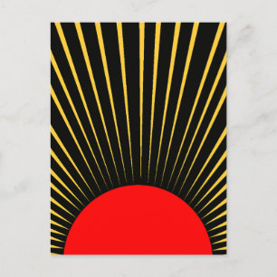 Cartes Pour Fêtes Annuelles Rayons de soleil rouge et jaune élégants