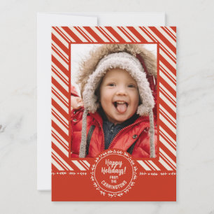 Cartes Pour Fêtes Annuelles Rayure de Canne à Sucre Personnalisée
