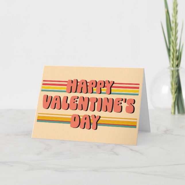 Cartes Pour Fêtes Annuelles Rayures Groovy Rétro 70 Joyeuse Saint-Valentin (Devant)