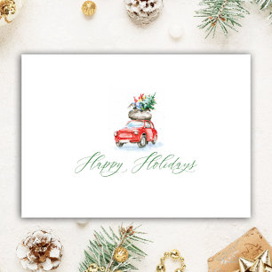 Cartes Pour Fêtes Annuelles Réaliseur personnalisé Noël aquarelle jolie voitur