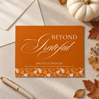 Cartes Pour Fêtes Annuelles Realtor Client Thanksgiving | Photo Élégant 