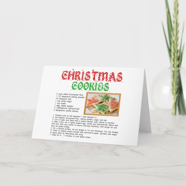 Cartes Pour Fêtes Annuelles Recette de biscuits de Noël (Devant)