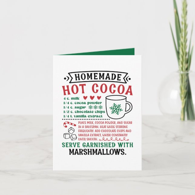 Cartes Pour Fêtes Annuelles Recette de cacao maison Festive personnalisable (Devant)