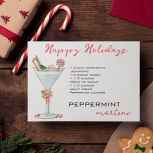 Cartes Pour Fêtes Annuelles Recette de cocktail Martini à la menthe poivrée de