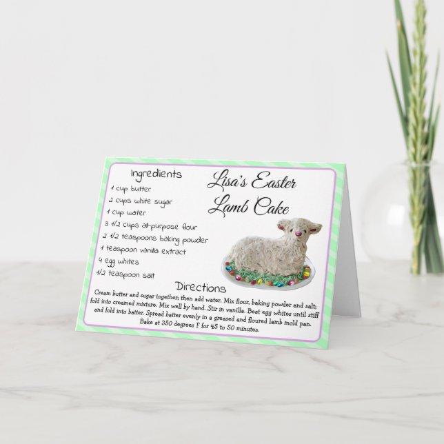Cartes Pour Fêtes Annuelles Recette de gâteau d'agneau Salutation de Pâques Ca (Devant)