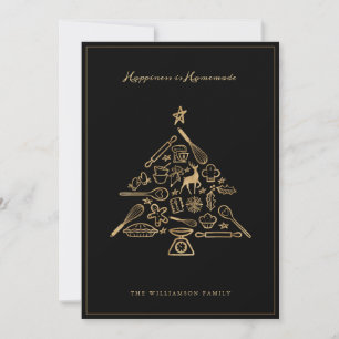 Cartes Pour Fêtes Annuelles Recette de l'Arbre à pâtisserie de Noël Gold & Bla