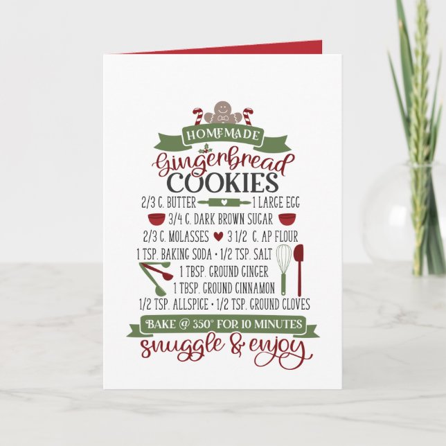 Cartes Pour Fêtes Annuelles Recette Festive de pain d'épices de Noël (Devant)