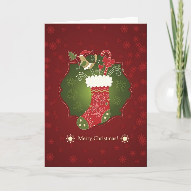 Cartes Pour Fêtes Annuelles Récipiendaire De Noël Rouge Et Vert (Devant)