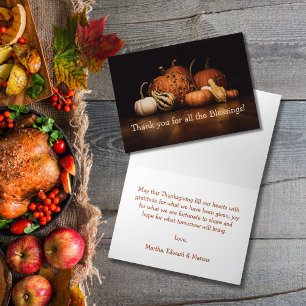 Cartes Pour Fêtes Annuelles Récolte d'automne   Merci pour toutes les bénédict
