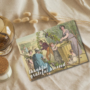 Cartes Pour Fêtes Annuelles Récolte de raisins grâce et grâce rustique