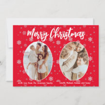 Red 2 Photo Snowflakes mignon Moderne Joyeux Noël